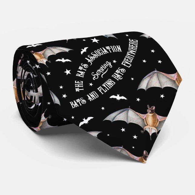 Flying Bats Halloween Gothic Alternative Vampire Neck Tie (Rolled)