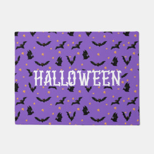 Flying Bats Halloween Purple Doormat