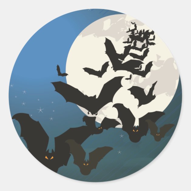 Flying Bats Halloween Stickers