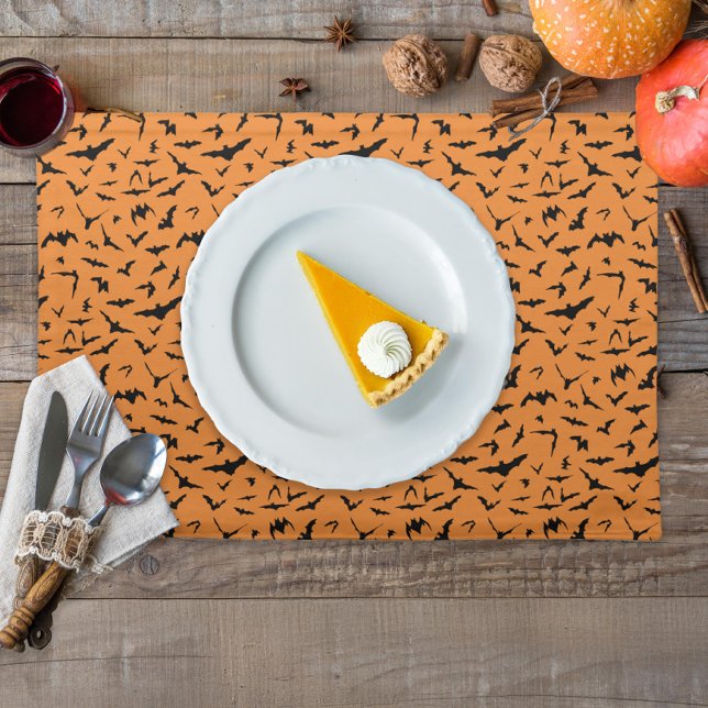 Flying Bats Happy Halloween Cloth Placemat (Creator Uploaded)