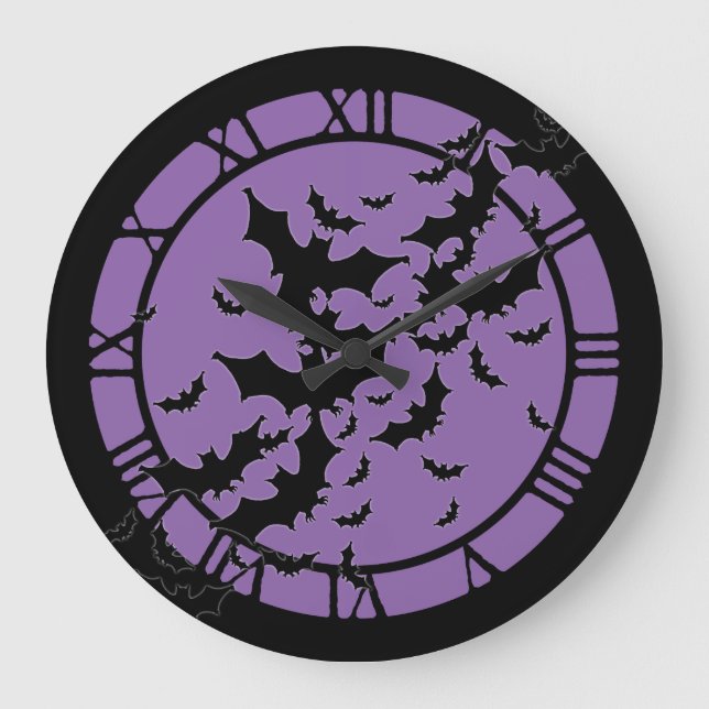 Flying Bats Large Clock (Front)