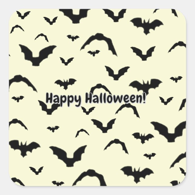 Flying Bats on Yellow Square Sticker (Front)
