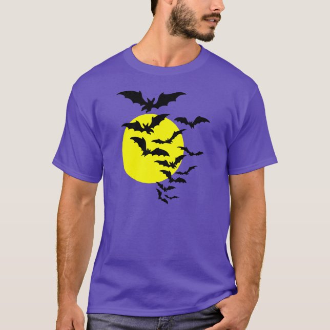 Flying Bats over a Full Moon T-Shirt (Front)