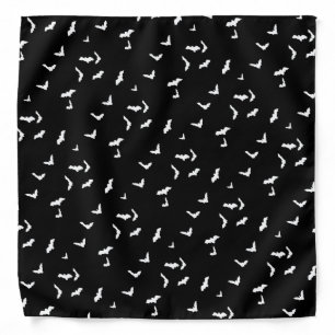 Flying Bats Print Black & White Bandana