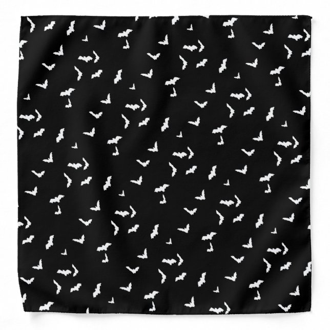 Flying Bats Print Black & White Bandana (Front)