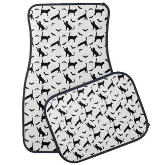 Flying Bats With Cute Black Cats Halloween Pattern Car Floor Mat