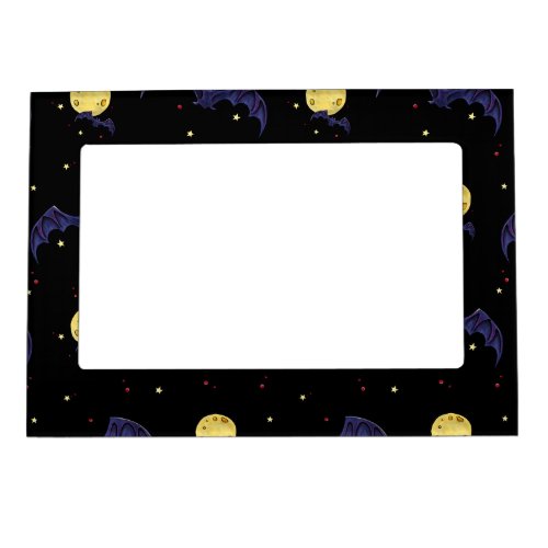 Flying bats with moon pattern on black magnetic frame