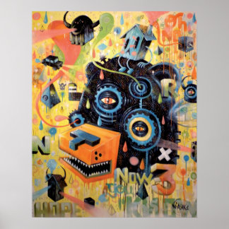 Flying bear head poster