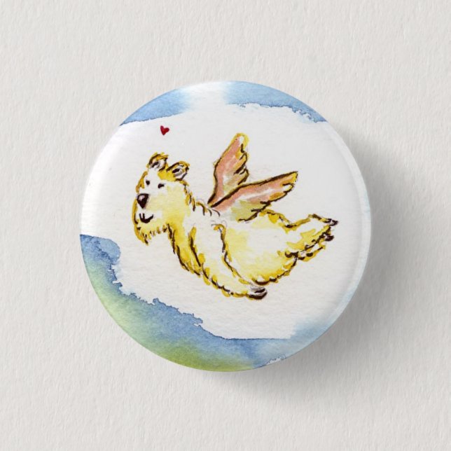 flying bear in love button (Front)