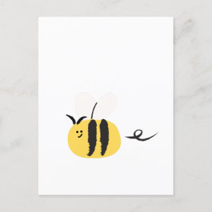 Flying bee, cute doodle postcard