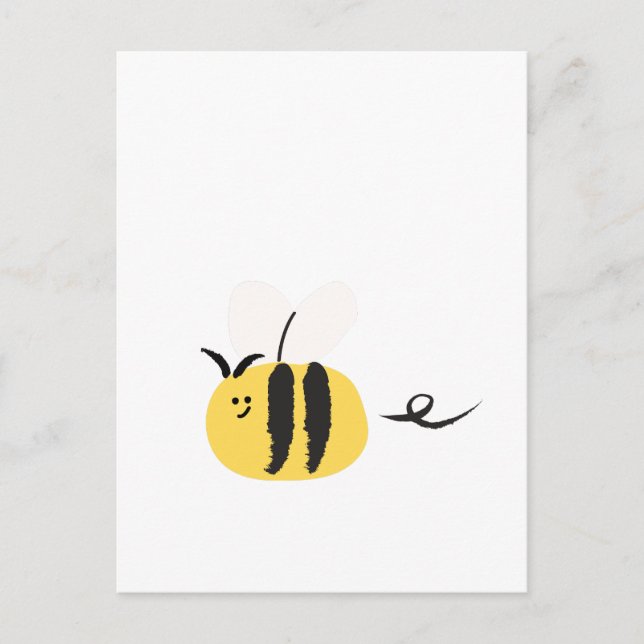 Flying bee, cute doodle  postcard (Front)