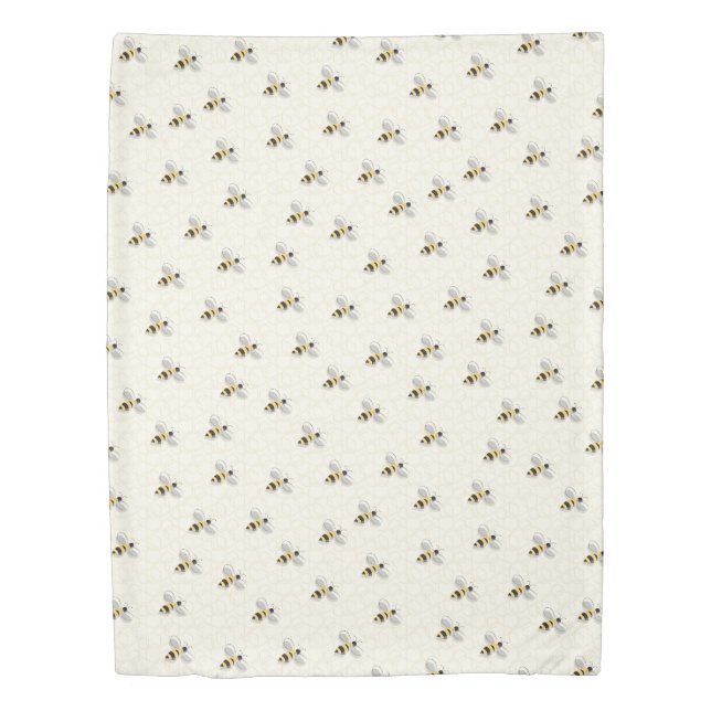 Flying Bee Pattern Yellow Black Insect Honeybee Duvet Cover (Front)