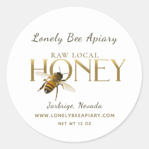 Flying Bee Raw Local Honey Label White