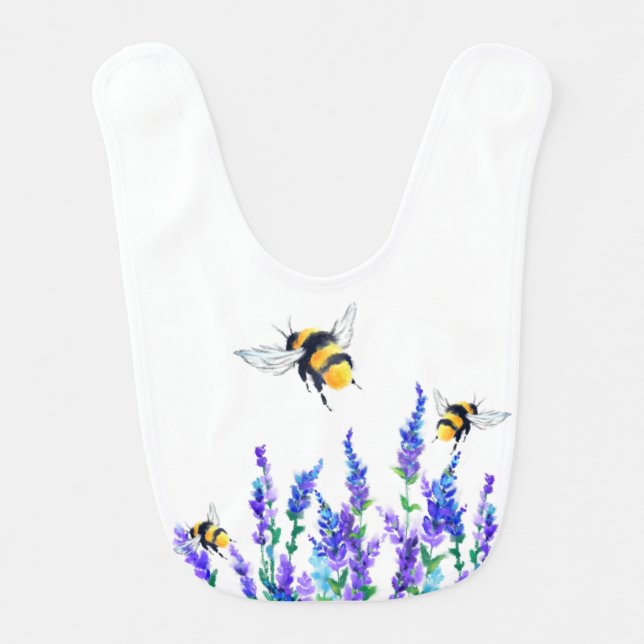 Flying Bees Baby Bib (Front)