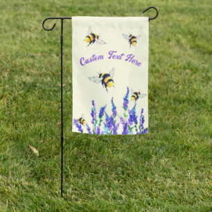Flying Bees Garden Flag with Custom Text