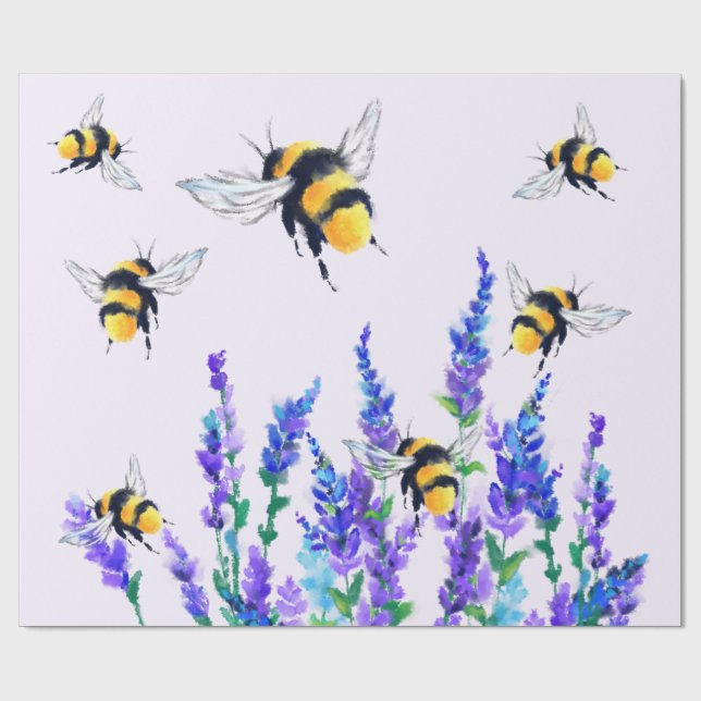 Flying Bees Wrapping Paper (Flat)