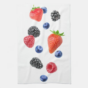 Flying berries kitchen towel
