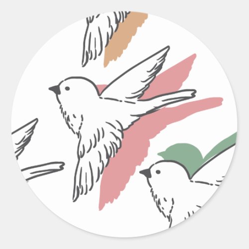 Flying Bird Art White Ver Classic Round Sticker