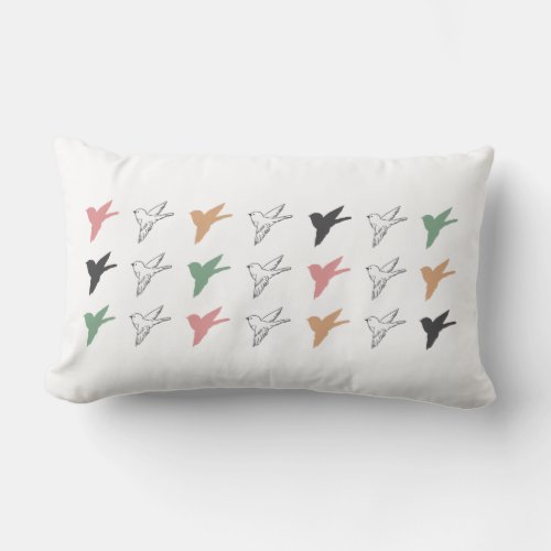 Flying Bird Art White Ver Lumbar Pillow