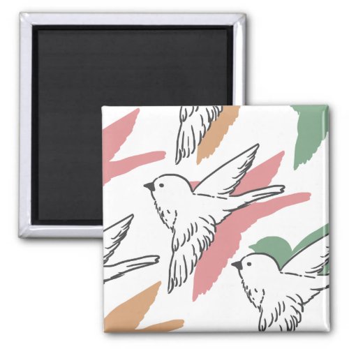 Flying Bird Art White Ver Magnet