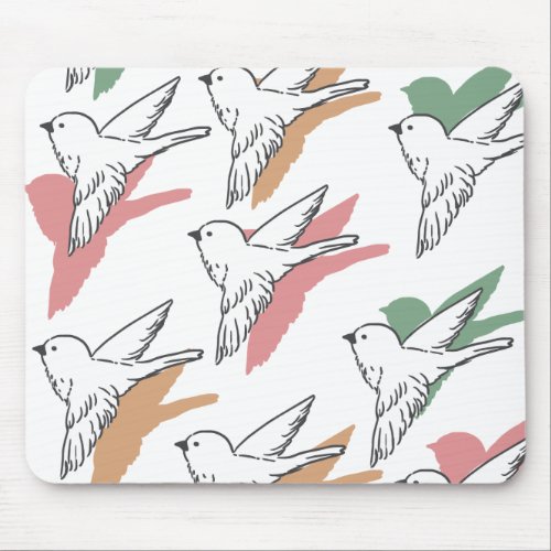 Flying Bird Art White Ver Mouse Pad