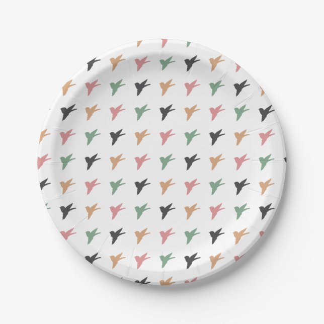 Flying Bird Art White Ver Paper Plates (Front)