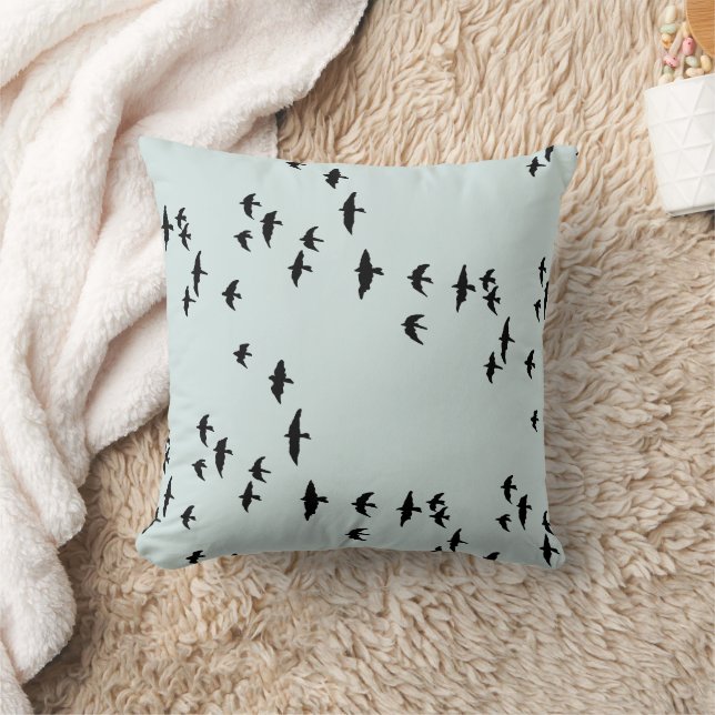 Flying Bird Flock Throw Pillow (Blanket)