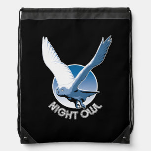 Flying Bird Illustration - Night Owl Drawstring Bag