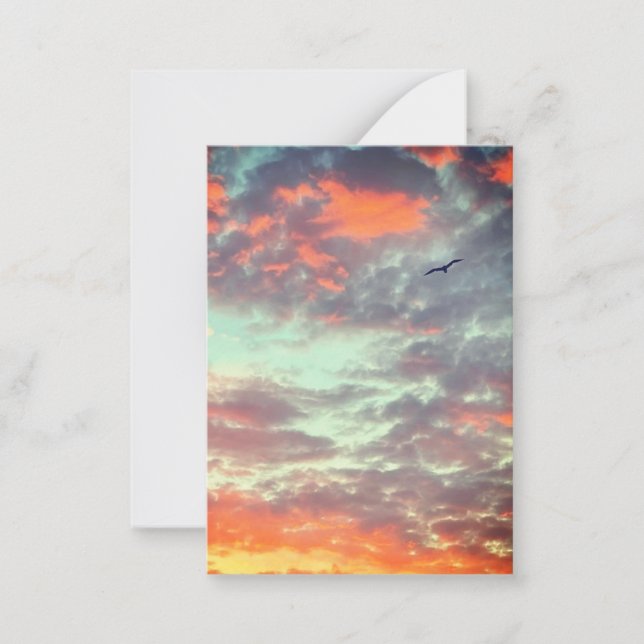 Flying Bird in Clouds Photo Note Card (Front)