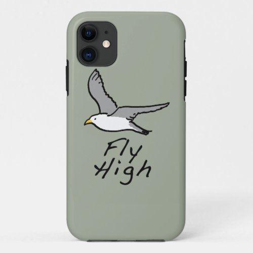 Flying Bird Seagull in Flight Illustration iPhone 11 Case