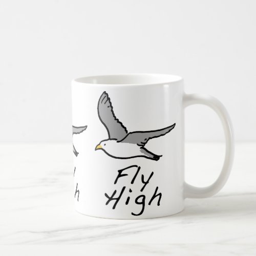 Flying Bird Seagull in Flight Illustration Coffee Mug