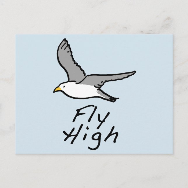 Flying Bird. Seagull in Flight Illustration. Postcard (Front)
