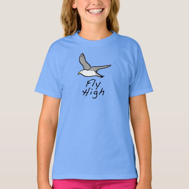 Flying Bird. Seagull in Flight Illustration. T-Shirt (Front)