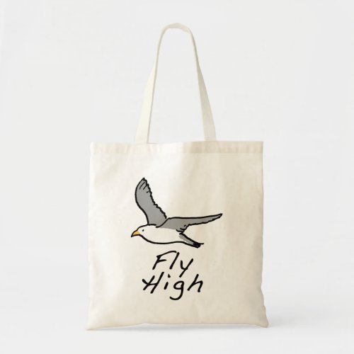 Flying Bird Seagull in Flight Illustration Tote Bag