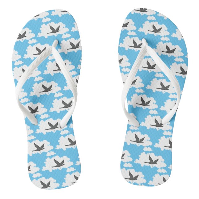 Flying Bird Silhouette Flip Flops (Footbed)