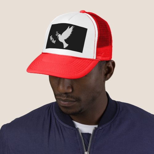 Flying Bird with Add Text White Printed Red Color  Trucker Hat