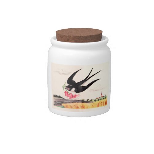 Flying Bird With Flowers Candy Jar