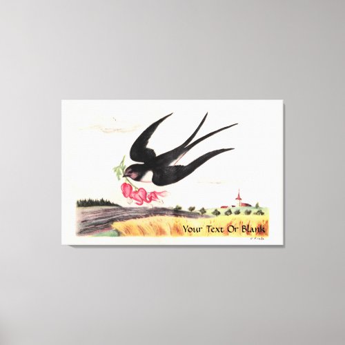 Flying Bird With Flowers Canvas Print