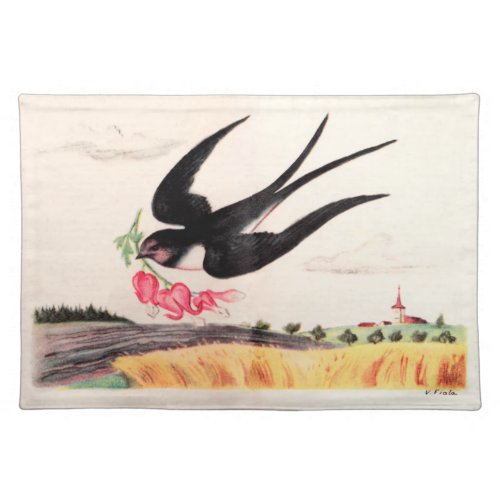 Flying Bird With Flowers Placemat