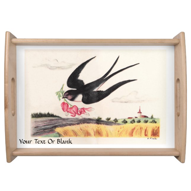 Flying Bird With Flowers Serving Tray (Front)