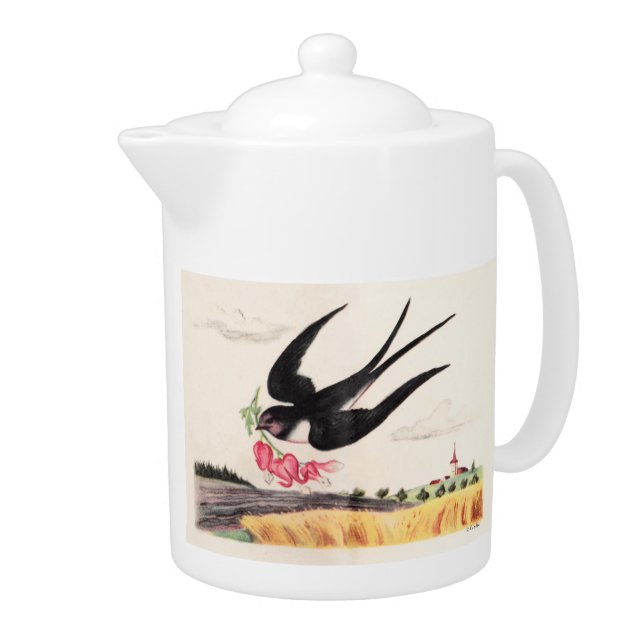 Flying Bird With Flowers Teapot (Right)