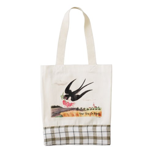 Flying Bird With Flowers Zazzle HEART Tote Bag