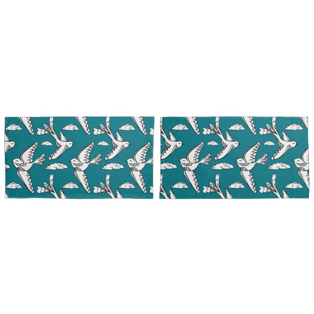 Flying birds and clouds pillow cases (Front-Set)