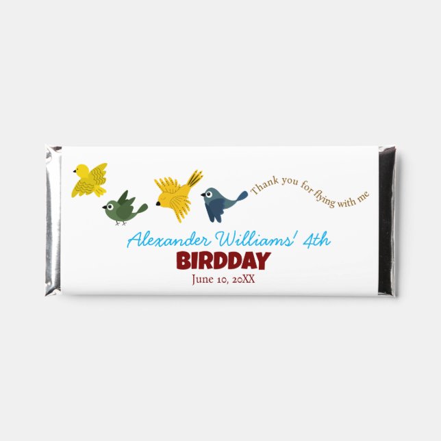  Flying Birds Birthday Thank You For Celebrating Hershey Bar Favors (Front)