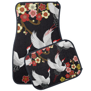 Flying Birds: Crane Heron Japanese. Car Floor Mat