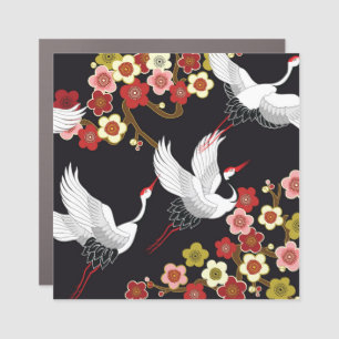 Flying Birds: Crane Heron Japanese. Car Magnet
