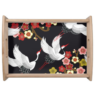 Flying Birds: Crane Heron Japanese. Serving Tray