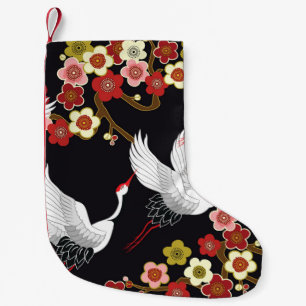 Flying Birds: Crane Heron Japanese. Small Christmas Stocking