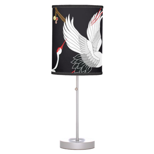 Flying Birds: Crane Heron Japanese. Table Lamp (Front)