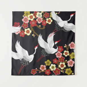 Flying Birds: Crane Heron Japanese. Tapestry